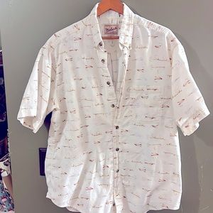 Woolrich extra large men’s button down flyfishing theme shirt